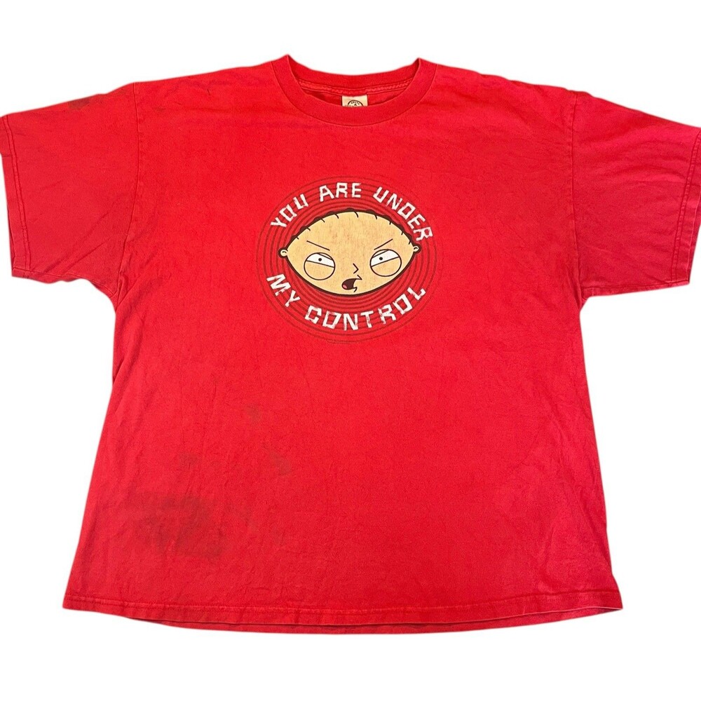 Vintage Y2K Family Guy Stewie Mind Control T-shirt Mens XL Red Delta Pro 2004